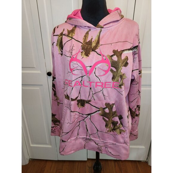 Realtree Pink Camouflage Hooded Sweatshirt L Nature Feminine October Outdoorsy - Picture 1 of 8